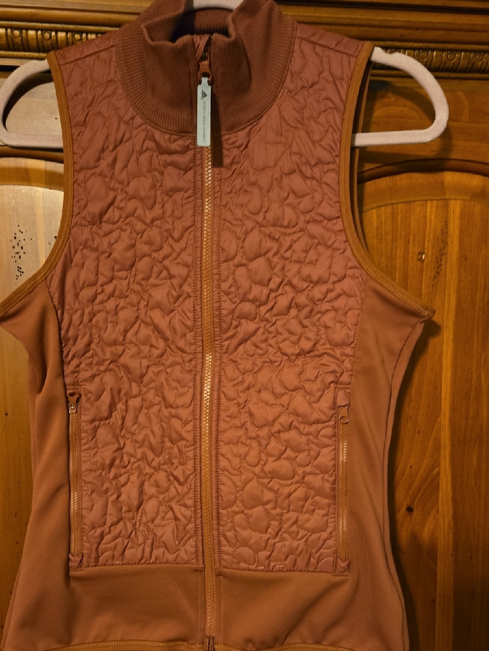 Adidas/Stella McCartney Quilted Zip Vest — Medium, Rusty Pink